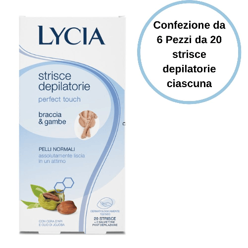 Lycia strisce depilatorie braccia e gambe perfect touch confezione da 6 pezzi da 20 strisce