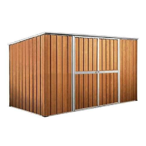 Casetta attrezzi 345x186cm x h1.92m - 98KG - 6.42mq box giardino lamiera in Acciaio Zincato - LEGNO