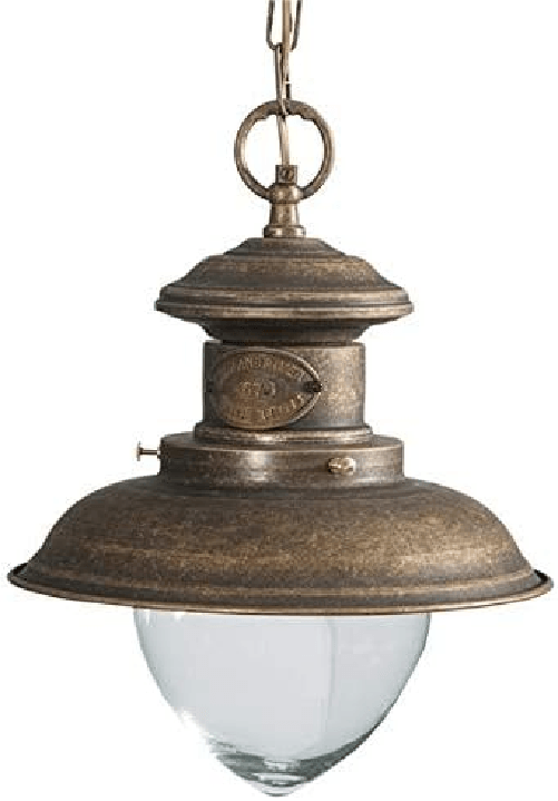 Lampada con catena sospensione in ottone stile Nautica 30 cm Interno Esterno