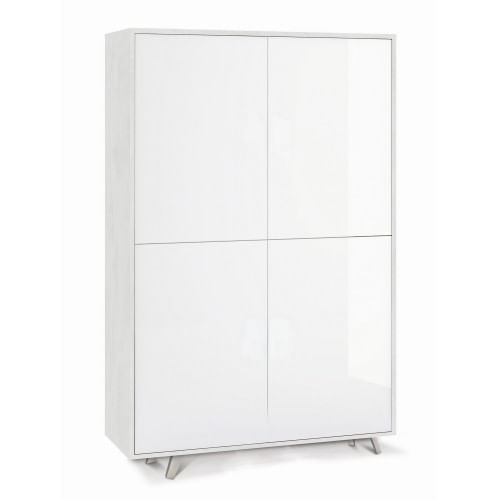 Mobile Armadio Credenza Ripiani 4 Ante Bianco Lucido Soggiorno Madia