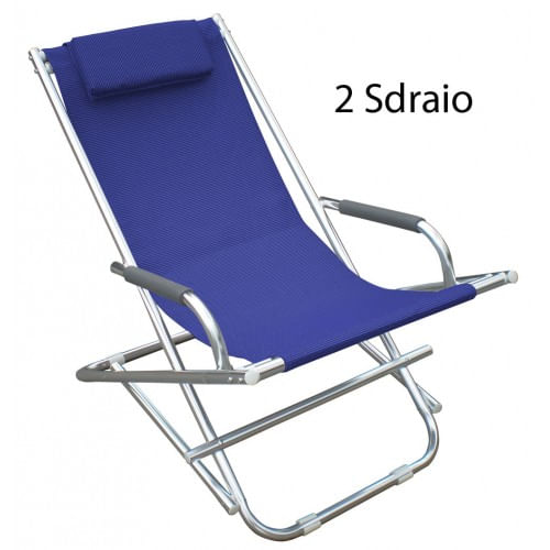2 Sdraio Pieghevole in Alluminio Blu Sedia Prendisole Poltrona da Mare Giardino