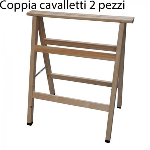 Coppia Cavalletti da Lavoro in Legno Pieghevoli Salvaspazio Tavolo Officina