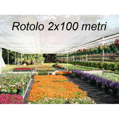 Rete Ombreggiante Rotolo 2x100 Metri Bianco Oscurante Telo Copertura Privacy