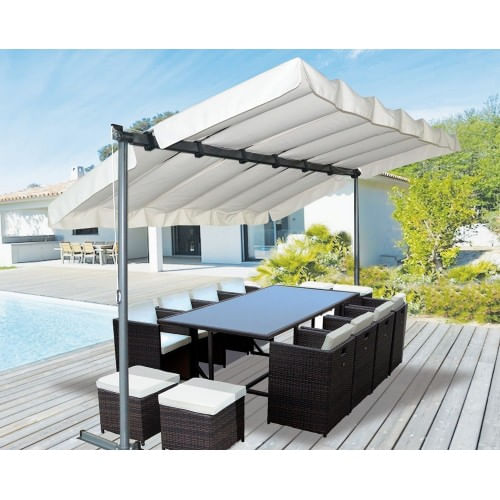 Pergola 3.6x3 mt in Acciaio Alluminio Gazebo da Giardino con Tenda Pergolato