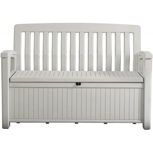 Keter Baule Cassapanca Bianco Contenitore Esterno Piscina Panchina Effetto Legno