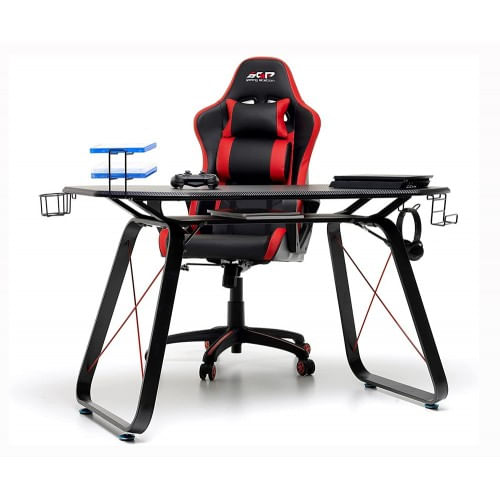 Scrivania da Gaming Nera Tavolo Gamer Pc Computer Postazione Moderna Cameretta