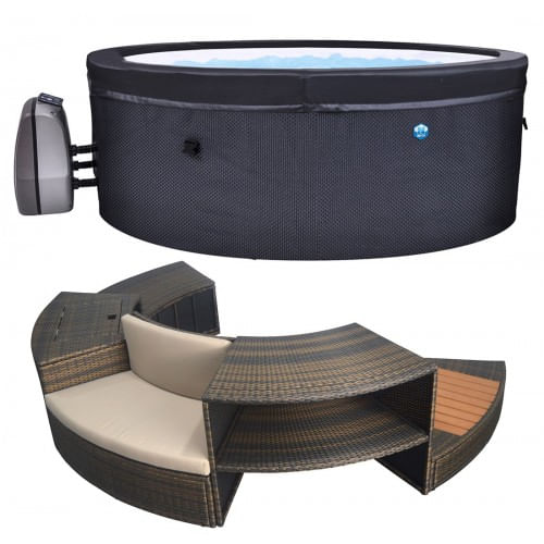 Piscina Idromassaggio Spa 156x70 Mobili Rotonda Riscaldata 4 Adulti Semi Rigida