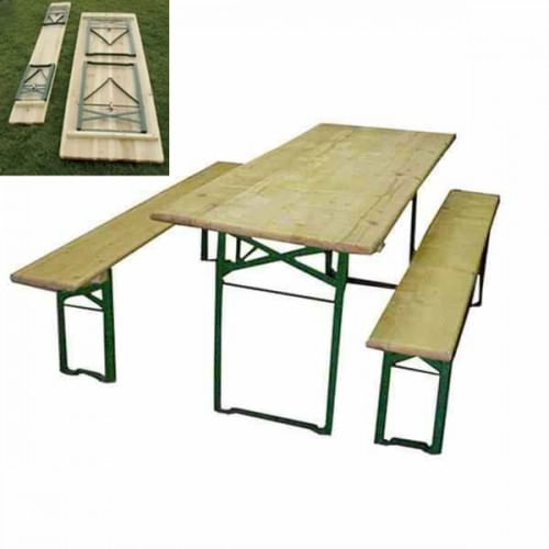 Set Birreria 220x80 in Legno Tavolo 2 Panche Gambe Richiudibili da Sagre Feste