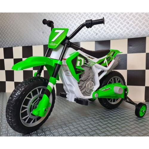 Scooter Motorino Elettrico per Bambini a Batteria 12 Volt Verde Moto da Cross