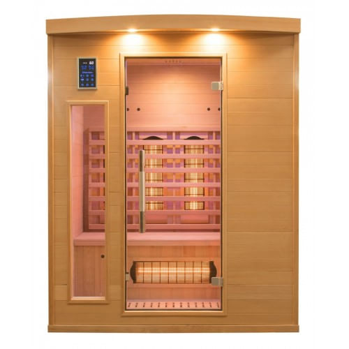 Cabina Sauna a Raggi Infrarossi 3 Posti in Legno Casa Ionizzatore Cromoterapia