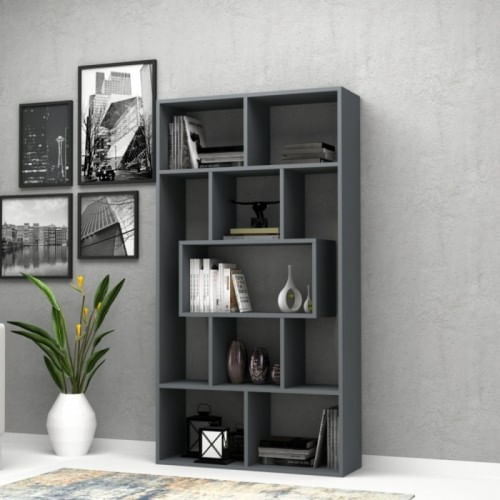 Libreria in Legno Cemento 5 Ripiani a Giorno Mobile per Ufficio Camera Bambini