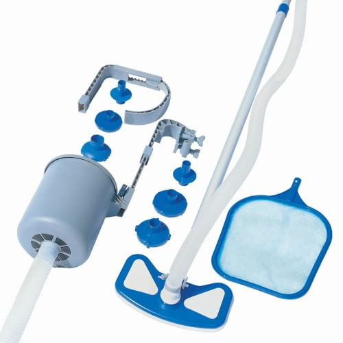 Kit Pulizia Piscina Fuori Terra Deluxe Fondo Spazzola Aspirante Skimmer Retino