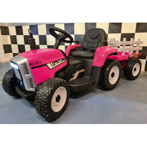 Trattore Macchina Elettrica per Bambina a Batteria 12V Rosa Telecomandata Bimbi