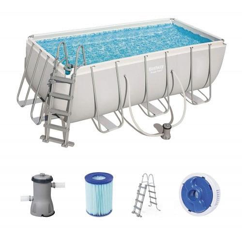 Piscina Fuoriterra Rettangolare 4x2 Frame con Scaletta Pompa Filtro a Cartuccia