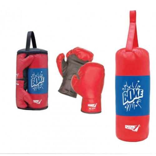 Sport One Set Boxe Junior Sacco + Guantoni Punching Bag Gioco Bambini Casa da Appendere Mandelli Set Da Boxe Junio