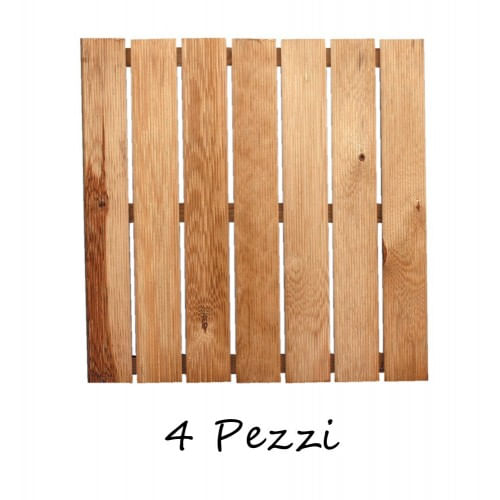 4 Pedana per Doccia in Legno Antiscivolo da Giardino Esterno Piscina Quadrata