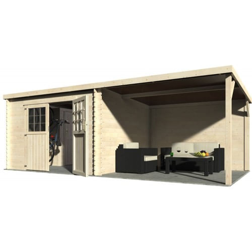 Casa Tettoia Block House 610x300 Legno 28 mm Giardino Parcheggio Auto Moto Bici