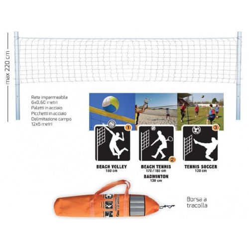 Sport One Set Rete Multisport Beach volley Beach Tennis Badminton Tennis Soccer Vari Sport Mandelli Outdoor Set Multisport (Rete Pallavolo, Rete Tenni