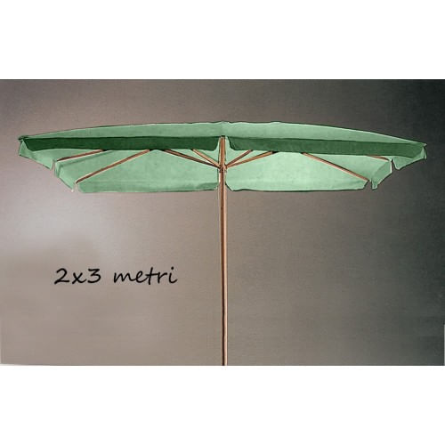 Ombrellone in Legno 2x3 Verde Palo Centrale da Esterno Giardino Rettangolare