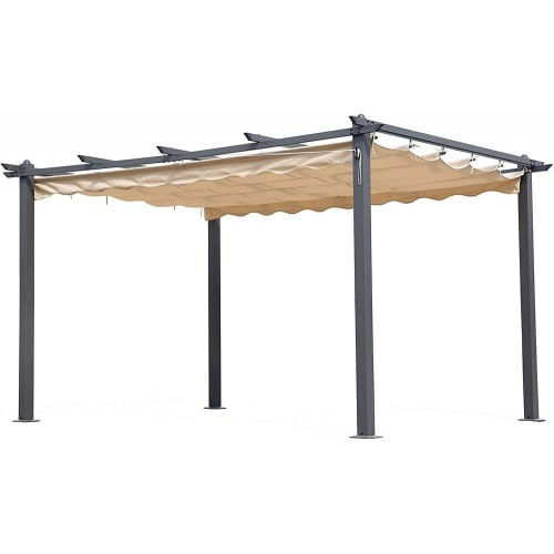 Pergola Gazebo 3x4 Bianco Alluminio Telo Tenda Retrattile Carport Auto Giardino
