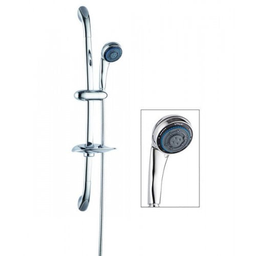 Kit Asta Saliscendi per Doccia Completo Colonna e Portasapone Bagno