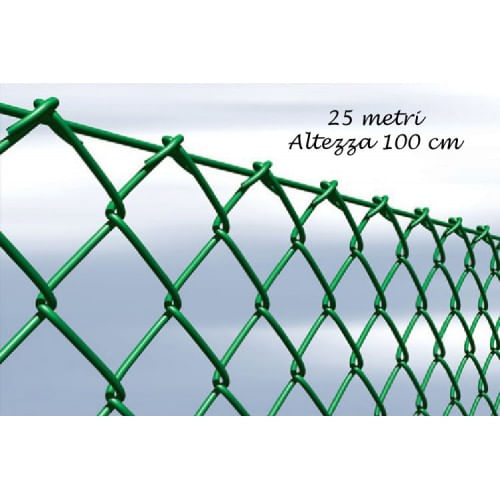 Rete Recinzione 25 Metri Altezza 100 Plastificata Zincata Rotolo Metallica Verde
