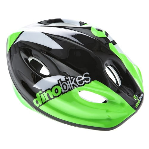 Casco da Bici Bambino Verde Nero Dino Bike Bimbo Bicicletta Pattini Monopattino