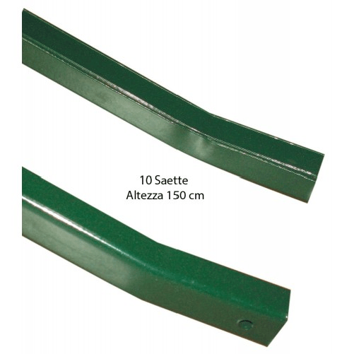 10 Saette 150 per Pali 175 cm Recinzione Paletti Rete Acciaio Plastificato Verde
