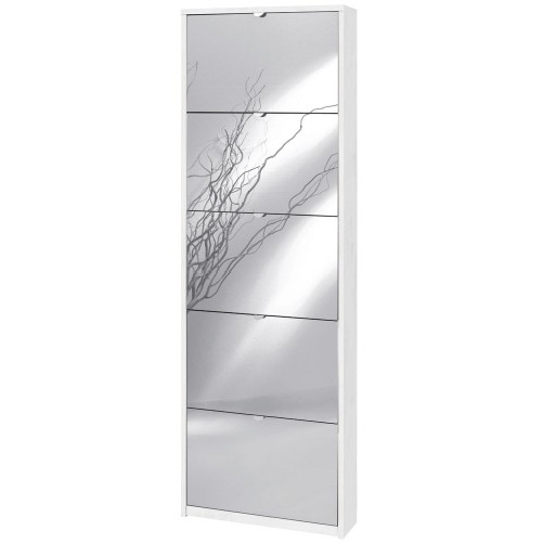 Scarpiera Slim Ossido Bianco 5 Ante con Specchio Ribalta Portascarpe Salvaspazio