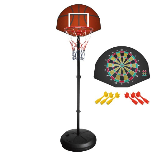 Tabellone da Basket Gioco Freccette Canestro Altezza Regolabile Pallacanestro