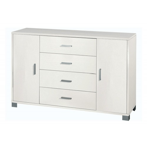 Mobile Madia 2 Ante 4 Cassetti Bianco 140 Contenitore Buffet Credenza Tv Salotto