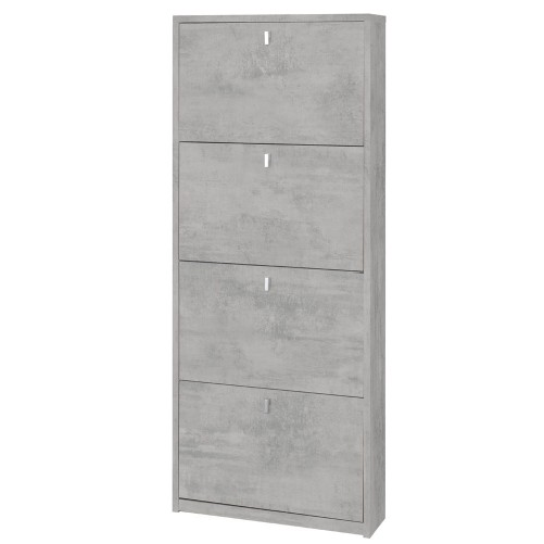Mobile Scarpiera 4 Ante a Ribalta Grigio Cemento Slim in Kit Legno Salvaspazio