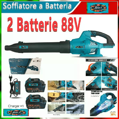 Soffiatore a Batteria 88V 2 batterie 6 velocità Potente 580W Motore Brushless