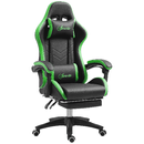 Vinsetto Sedia da Gaming con Altezza Regolabile e Schienale Reclinabile, 65x65x121-129 cm, Nero e Verde