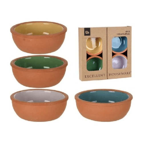 Set di Ciotole Excellent Houseware Argilla cotta Aperitivo Terracotta 4 Pezzi 150 ml Ø 10,4 x 4,2 cm