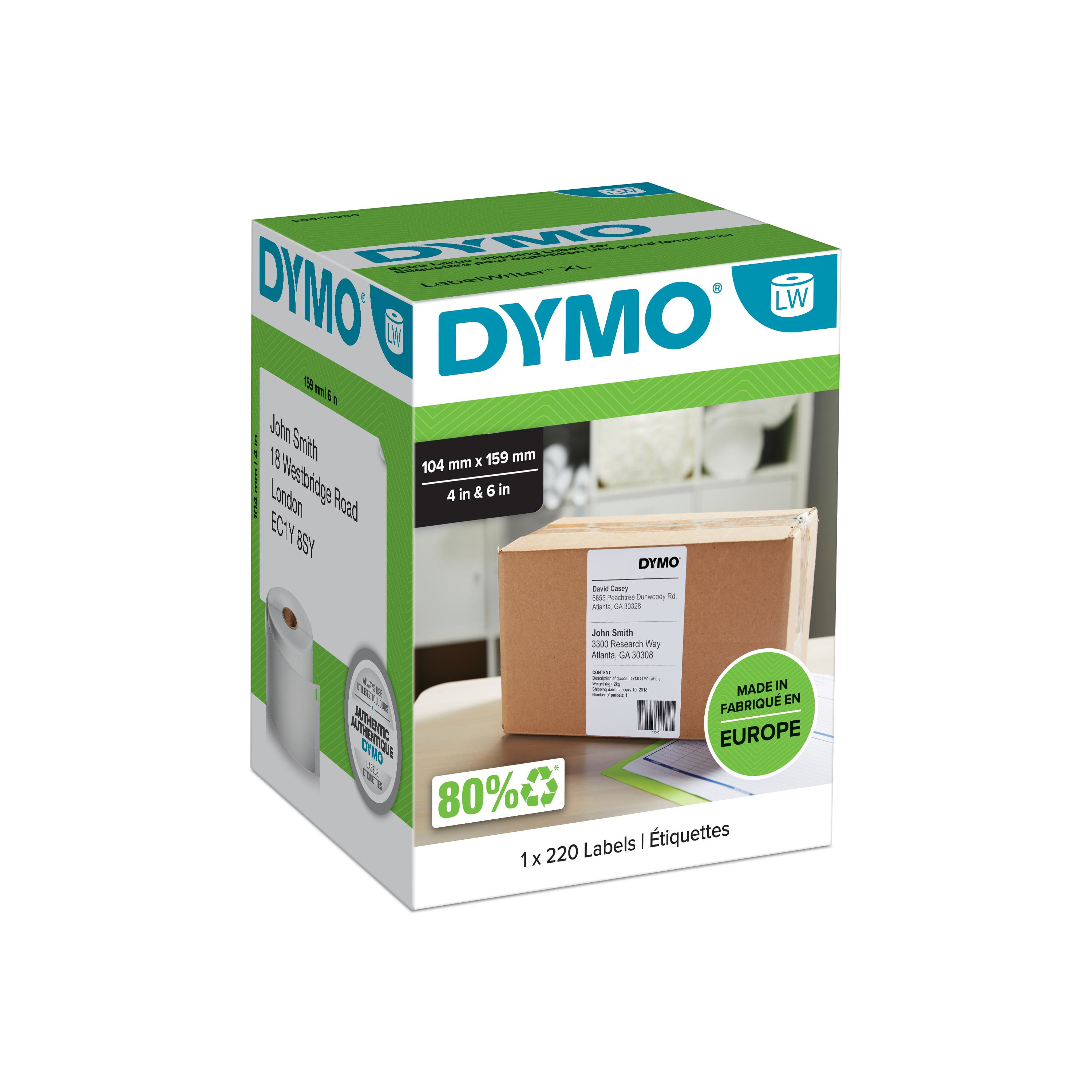 DYMO LW - Etichette di spedizione extra large - 104 x 159 mm - S0904980 Dymo Cf220 etichette Labelwriter Ship Xl 104x159