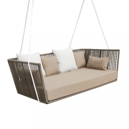 MILANI HOME VELASCO - divano altalena con struttura in alluminio verniciato taupe