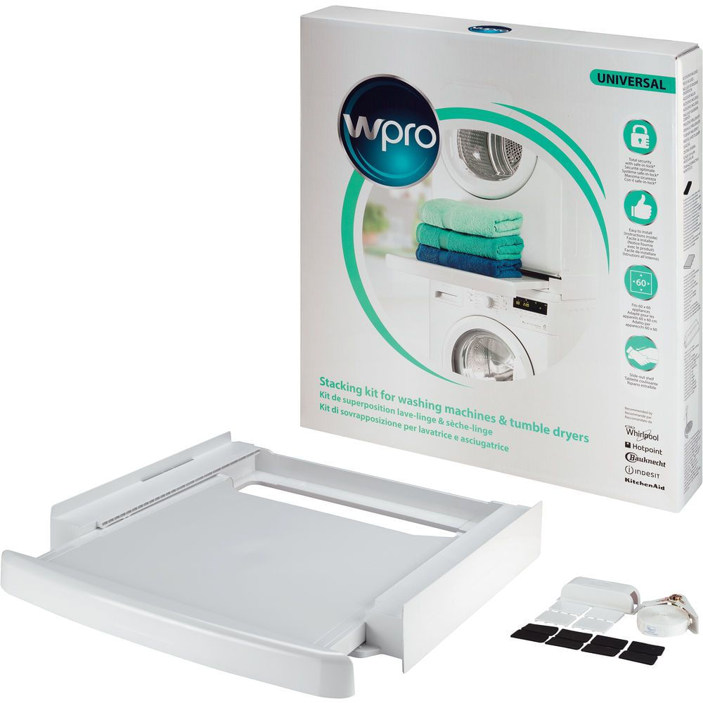 Whirlpool Wpro SKS101 Kit Sovrapposizione universale con ripiano scorrevole Wpro SKS101 Kit Sovrapposizione universale con ripiano scorrevole