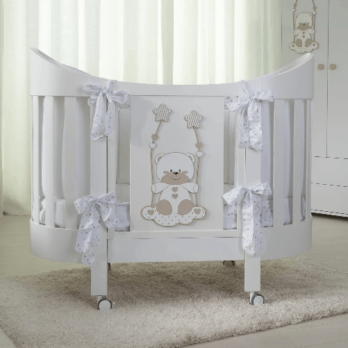 Coccolissimi Lettino Ovale Altalena Coccolissimi con materasso Colore Bianco/Tortora