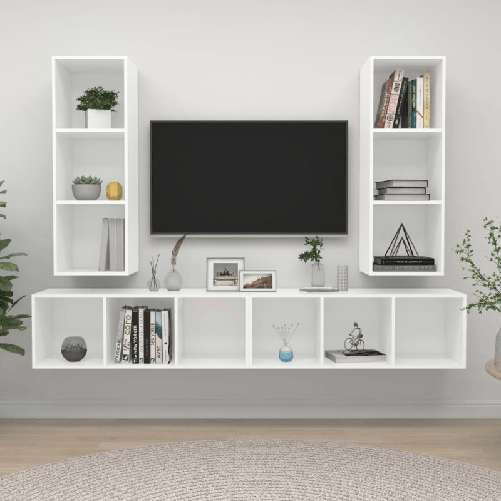 VidaXL Mobile TV a Parete 4 pz Bianco in Truciolato