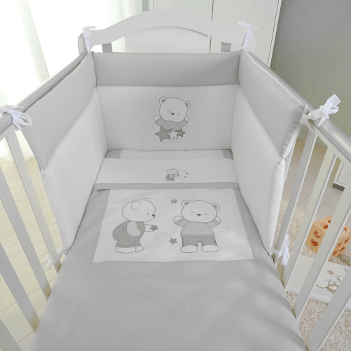 Coccolissimi Paracolpi + Piumino sfoderabile + Set lenzuola 3pz per Lettino Cercatore di stelle Coccolissimi Colore Grigio