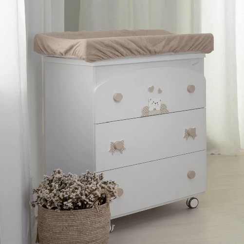 Fasciatoio Tondo 3 cassetti Teddy innamorato Coccolissimi