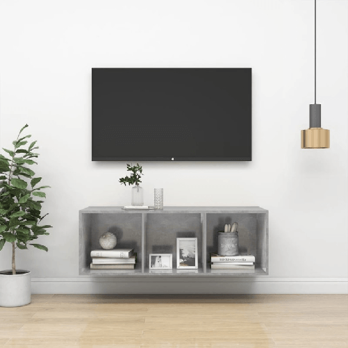VidaXL Armadietto a Parete TV Grigio Cemento 37x37x107 cm Truciolato