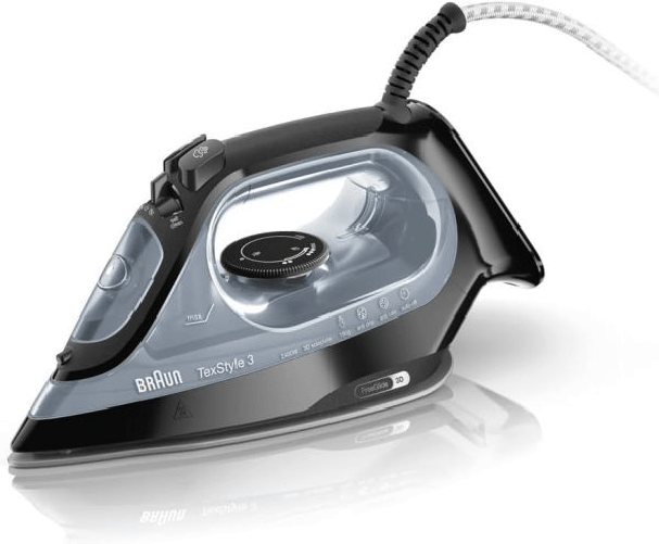 Braun texstyle3 si3055bk ferro da stiro a vapore, colpo vapore 180g, termostato regolabile