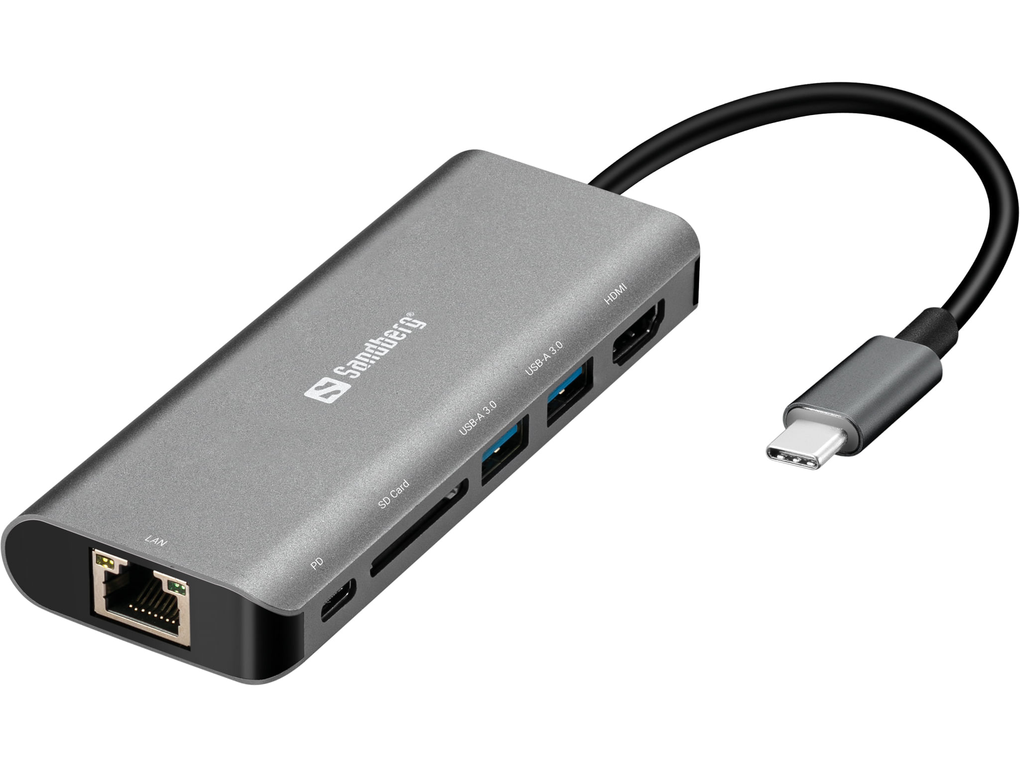 Sandberg USB-C Dock HDMI+LAN+SD+USB,100W Sandberg USB-C Dock HDMI+LAN+SD+USB,61W