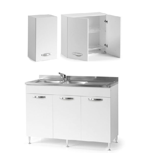 Pidema:Mobile cucina componibile bianco frassinato con sottolavello a 3 ante 120 cm scontati