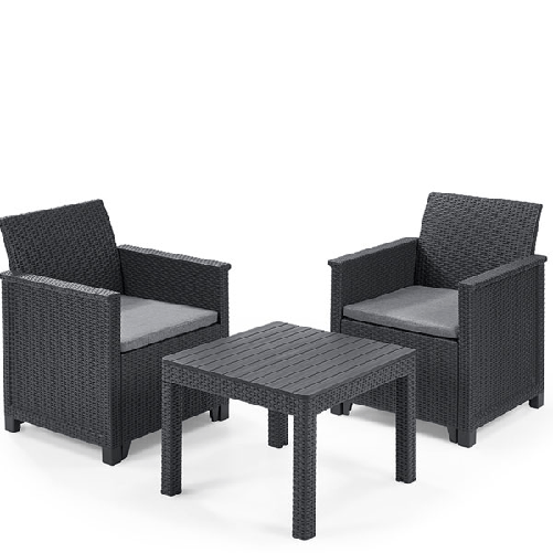 Pidema:Set da giardino con tavolo in resina e 2 poltrone - tavoli e sedie graphite mazon da esterno a prezzi bassi