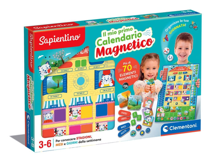 Clementoni Montessori Il mio primo calendario magnetico Clementoni calendario magnetico educativo multicolore per bambini 3-6 anni interattivo