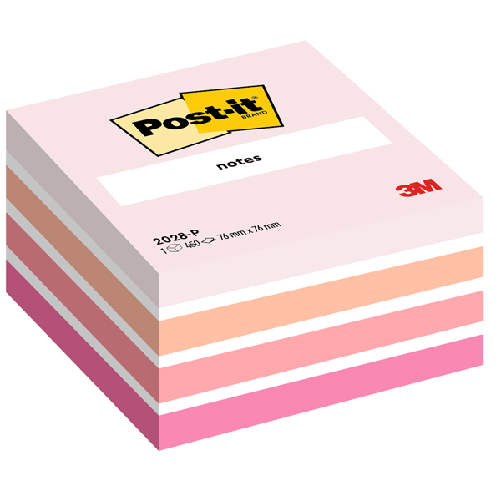 Post-It 2028-P pouch autoadesiva Quadrato Arancione, Rosa, Bianco 450 fogli Autoadesivo BLOCCO CUBO 450foglietti Post-it 76x76mm 2028-P PASTELLO ROSA