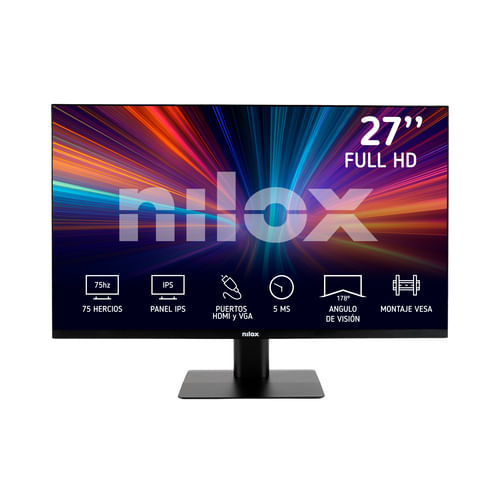 Nilox Monitor NXM27FHD11 FullHD 27 Pollici, Frequenza 75Hz, Tempo di Risposta 5ms, Ingressi HDMI e VGA Nilox MONITOR 27" NXM27FHD11 LED IPS FHD 75HZ 1